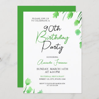 Grün blühende Weibchen 90. Geburtstag Einladung