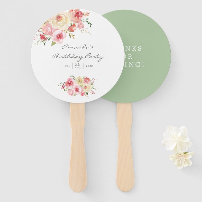 Grün blütenfarbene Geburtstagsparty Fächer (Vorne und Hinten)