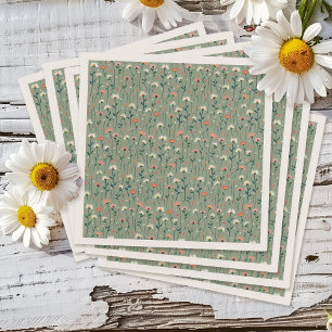 Grün-Boho-Wildblume-Baby in Blütendusche Serviette