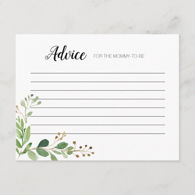 Grün-botanische moderne Ratekarte Begleitkarte (Vorderseite)