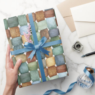 Grün Braun Blau Gelbe Quadrate Geburtstag Geschenkpapier