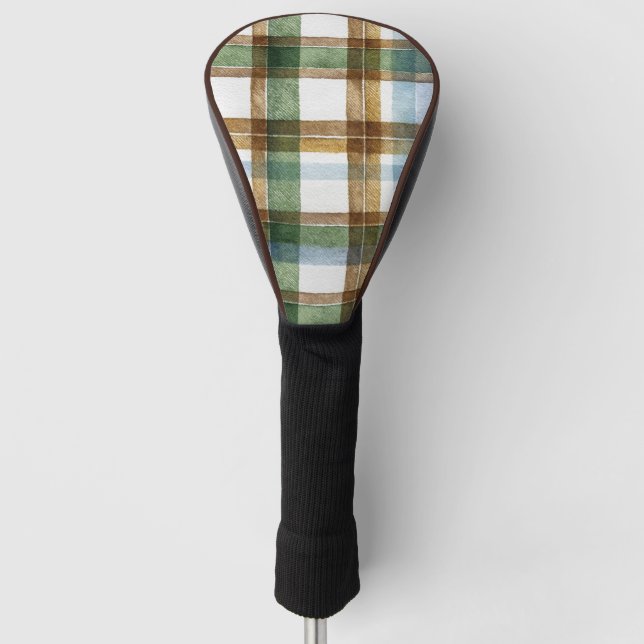 Grün Braun Blau Kariert Gestreift Golf Headcover (Vorderseite)