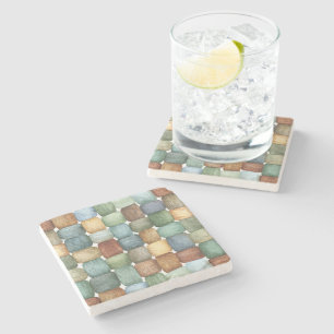 Grün Braun Blau Quadrate Steinuntersetzer