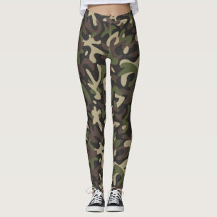 Grün/braun Camouflage Leggings Frauen