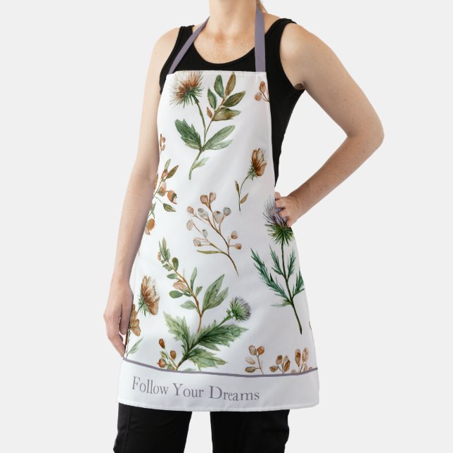 Grün Braun Creme Lila Blumen Schürze (InSitu)
