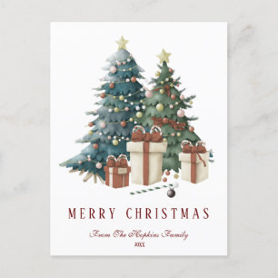 Grün & Braun Weihnachtsbaum Postkarte