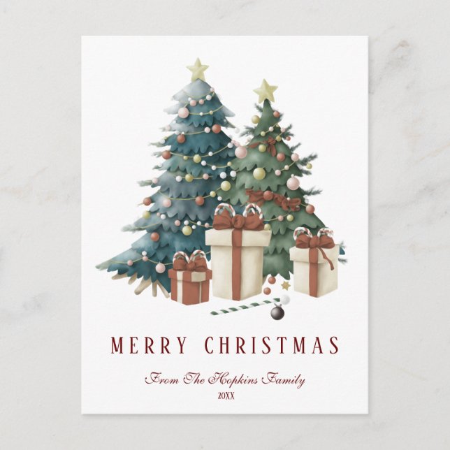 Grün & Braun Weihnachtsbaum Postkarte (Vorderseite)
