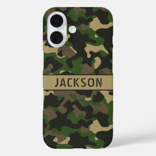 Grün-braune Tarnung Personalisiert iPhone 16 Hülle