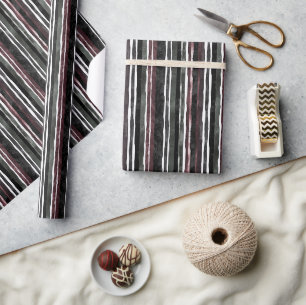 Grün Burgund Schwarz Streifen Geburtstag Geschenkpapier
