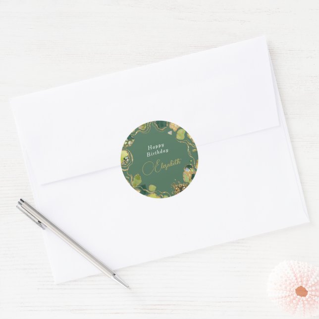 Grün chic Faux Gold Runder Aufkleber (Umschlag)