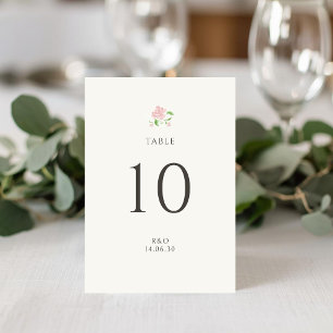 Grün   Chic Florale Rosen Hochzeit Tischnummernkar Tischnummer