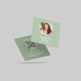 Grün Connect with Me Foto-QR-Code  Quadratische Visitenkarte