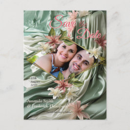 Grün, Creme, Seidenraupen und farbige Blume Ankündigungspostkarte