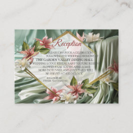 Grün, Creme, Seidenraupen und farbige Blume Begleitkarte