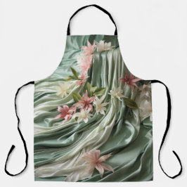 Grün, Creme, Seidenraupen und farbige Blume Schürze