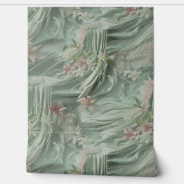 Grün, Creme, Seidenraupen und farbige Blume Tapete