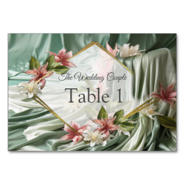 Grün, Creme, Seidenraupen und farbige Blume Tischnummer