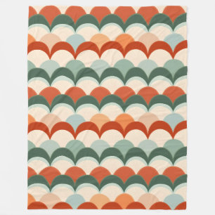 Grün, Creme und Orangen-Scalloping-Muster Fleecedecke