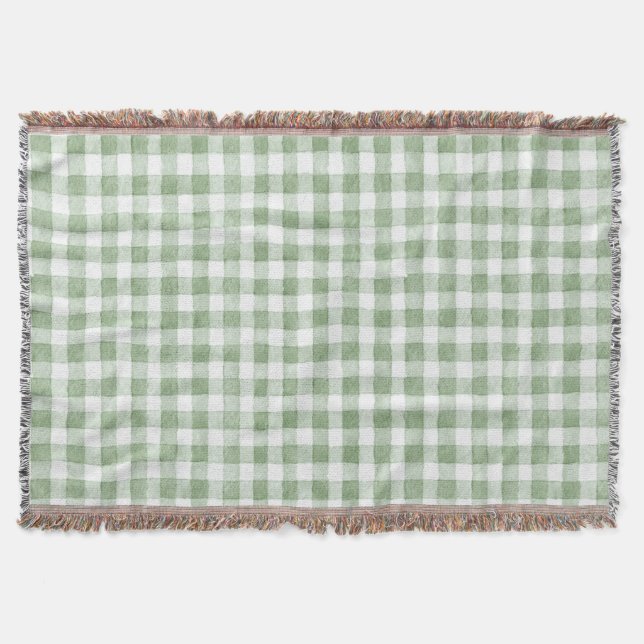 Grün Creme Weiß Kariert  Decke (Vorderseite)