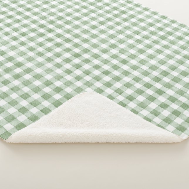 Grün Creme Weiß Kariert  Sherpadecke (3/4)