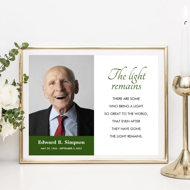 Grün das Licht bleibt Gedenkgedicht mit Foto Poster (Von Creator hochgeladen)