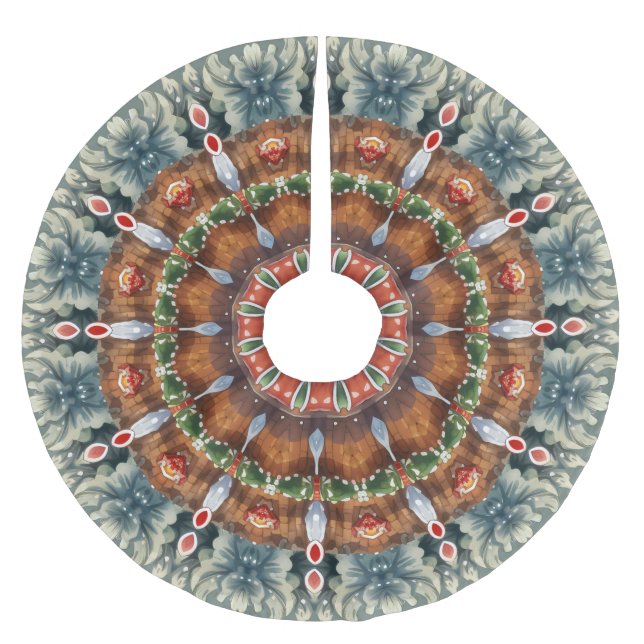 Grün dekorativer Weihnachtsbaumrock Polyester Weihnachtsbaumdecke (Vorderseite)