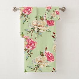 Grün der doppelten Rose Badhandtuch Set