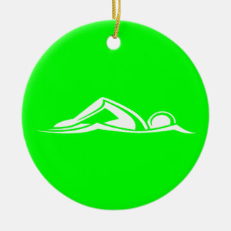 Grün der Schwimmen-Logo-Verzierungs-w/Name Keramikornament