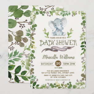 Grün-Elefant-Babyparty-Einladung botanisch Einladung