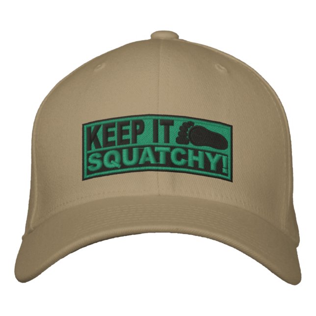 Grün *EMBROIDERED* Behalt It Squatchy! - Bobo Bestickte Baseballkappe (Vorderseite)