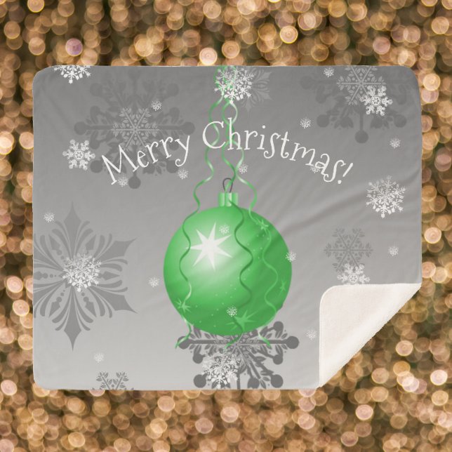 Grün Extravagante Weihnachtsschmuck Sherpa Blanket Sherpadecke (Green Fancy Christmas Ornament Sherpa Blanket)