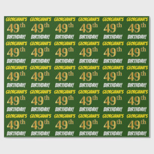 Grün, Falsches/Imitations-Gold, "49. GEBURTSTAG" Geschenkpapier