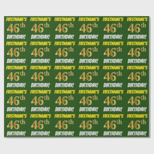 Grün, Falsches/Imitiertes Gold, "46. GEBURTSTAG" Geschenkpapier