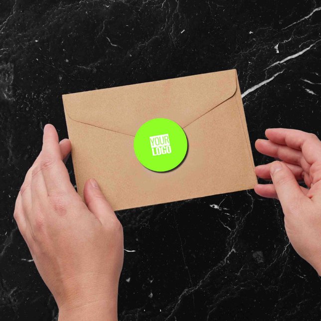 Grün fluoreszieren - Logo hinzufügen Runder Aufkleber (Von Creator hochgeladen)