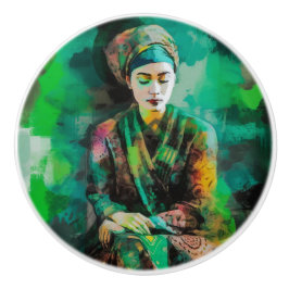 Grün-Frau Keramikknauf