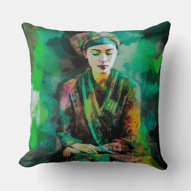 Grün-Frau Kissen (Vorderseite)