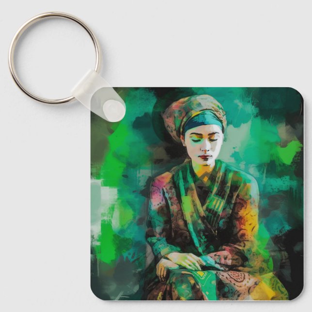 Grün-Frau Schlüsselanhänger (Vorderseite)