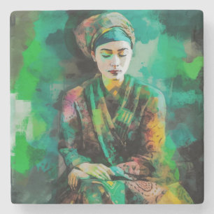 Grün-Frau Steinuntersetzer