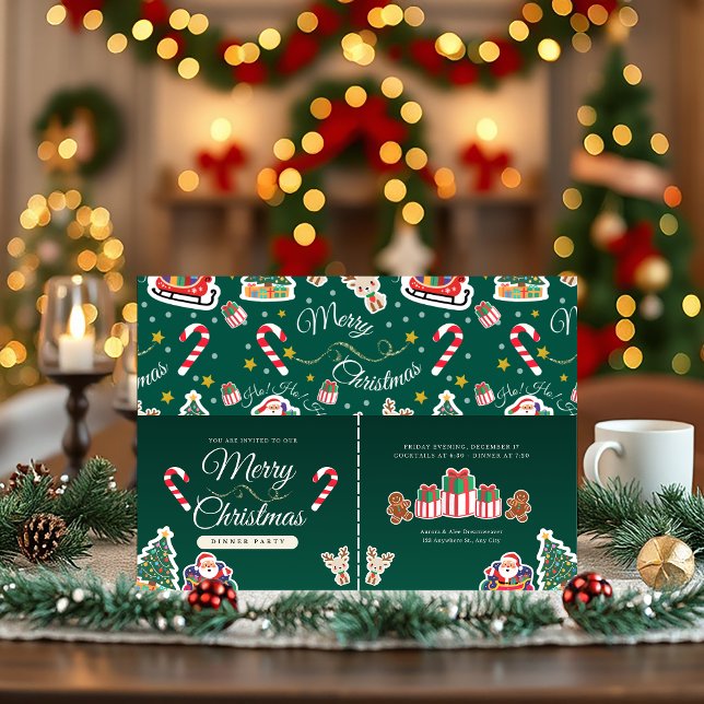 Grün frohe Weihnachten HO!HO!HO! Kundenspezifische Einladung (Von Creator hochgeladen)