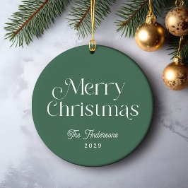 Grün frohe Weihnachten Modernes Foto Keramik Ornament