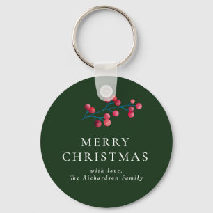 Grün frohe Weihnachten Personalisierte Familie Schlüsselanhänger