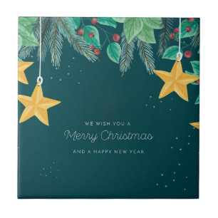 Grün frohe Weihnachten und ein glückliches Neujahr Fliese