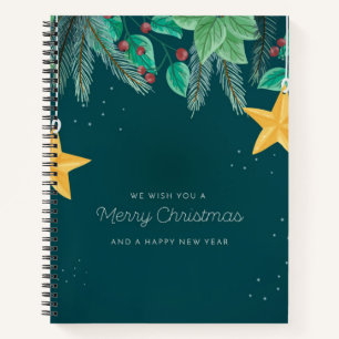 Grün frohe Weihnachten und ein glückliches Neujahr Notizbuch