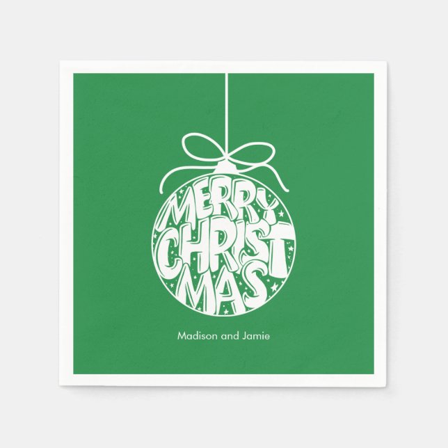 Grün frohe Weihnachtsfeiertage Serviette (Vorderseite)