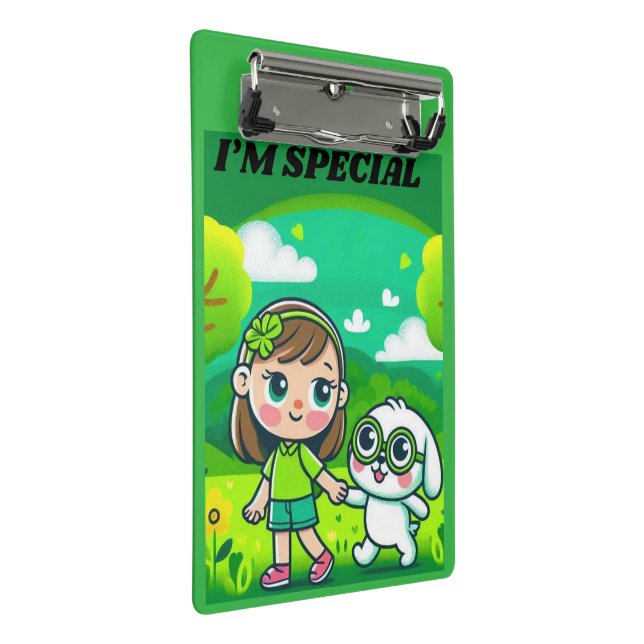 Grün für das Celebral Palsy Bewusstsein Mini Klemmbrett (Schrägansicht)