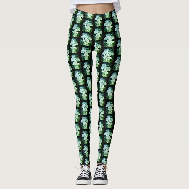 Grün gefärbter Pilz überall Customized Modern Leggings (Vorderseite)