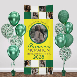 Grün & Gelb 9 Foto-Collage Abschluss Vinyl Banner
