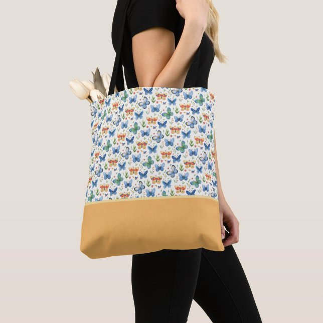 Grün Gelb Blau Schmetterlinge Blumen Farbfeld (Von Nahem)