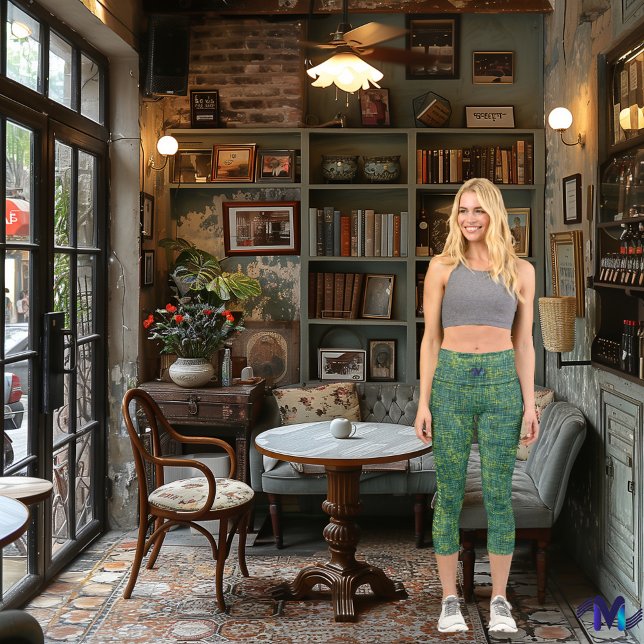 Grün/Gelb-Blende: Anpassen von Logos und Text Capri Leggings (Von Creator hochgeladen)