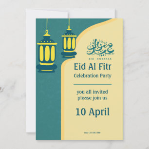 Grün Gelb Elegantes Eid Al Fitr Halal Bi Halal Einladung